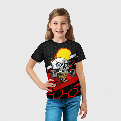 Детская футболка Череп со скейтом / 3D-принт – фото 5
