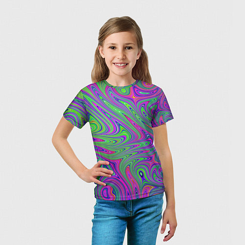 Детская футболка Неоновый абстрактный узор / 3D-принт – фото 5