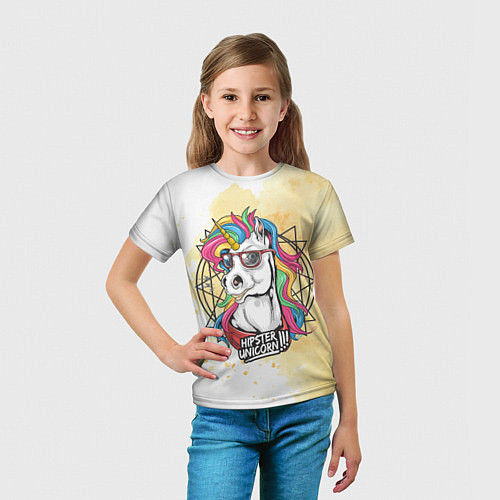Детская футболка Hipster unicorn / 3D-принт – фото 5