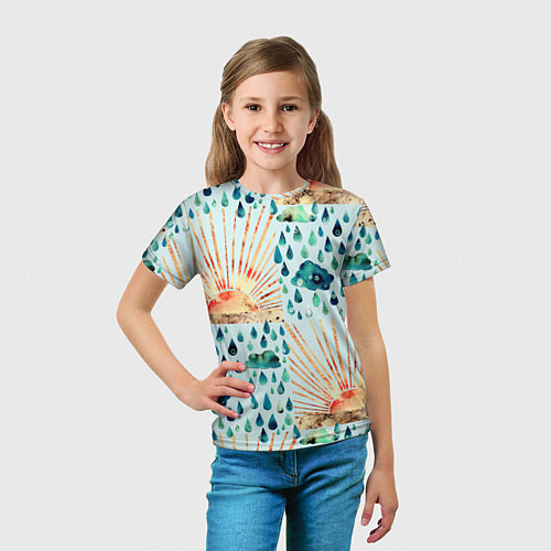 Детская футболка Осенний паттерн: Дождь и солнце / 3D-принт – фото 5