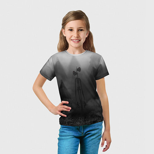 Детская футболка СИРЕНОГОЛОВЫЙ ТУМАННЫЙ ЛЕС / 3D-принт – фото 5