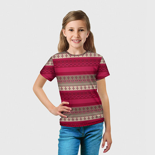Детская футболка Полосатый вышитый орнамент / 3D-принт – фото 5