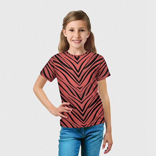 Детская футболка Полосатый тигровый узор / 3D-принт – фото 5