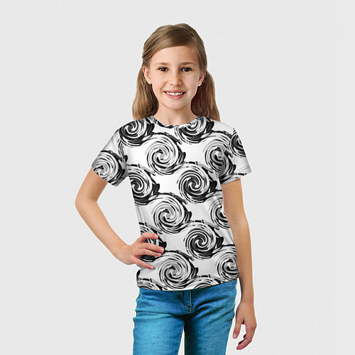 Детская футболка Черно-белый абстрактный узор / 3D-принт – фото 5