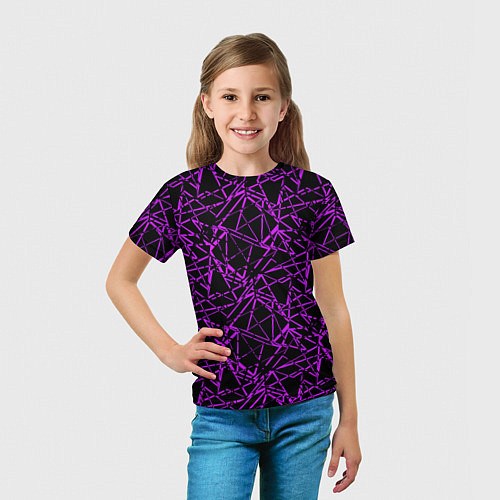 Детская футболка Фиолетово-черный абстрактный узор / 3D-принт – фото 5