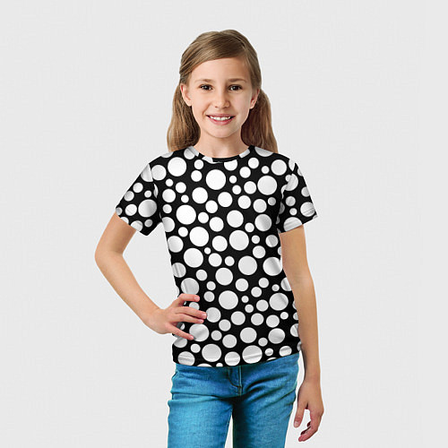 Детская футболка Черно-белый горох / 3D-принт – фото 5