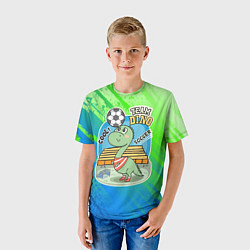 Футболка детская Динозаврик футболист, цвет: 3D-принт — фото 2