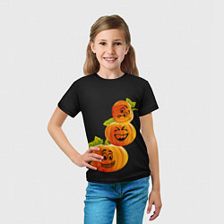 Футболка детская Хэллоуин смешные тыквы, цвет: 3D-принт — фото 2