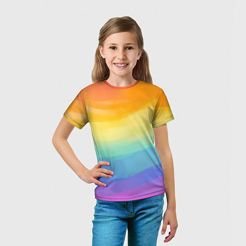 Детская футболка РАДУЖНЫЕ ВОЛНЫ RAINBOW WAVES Z / 3D-принт – фото 5