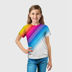 Футболка детская РАДУЖНЫЕ ПОЛОСЫ RAINBOW Z, цвет: 3D-принт — фото 2