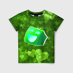 Футболка детская Geometry Dash: Green Love Z, цвет: 3D-принт
