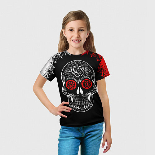 Детская футболка Red White Skull - Череп / 3D-принт – фото 5