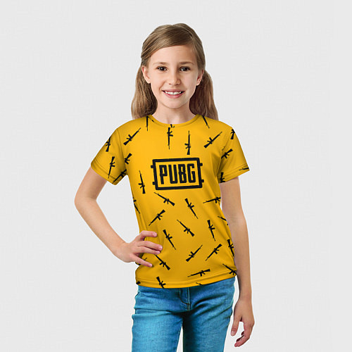 Детская футболка PUBG АВТОМАТЫ ПАТТЕРН ЖЁЛТЫЙ / 3D-принт – фото 5