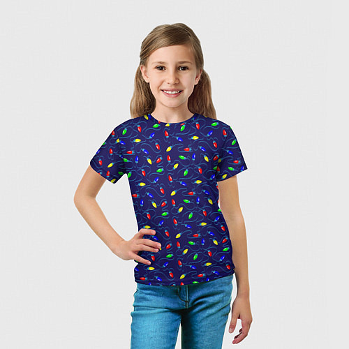 Детская футболка Разноцветные Лампочки / 3D-принт – фото 5