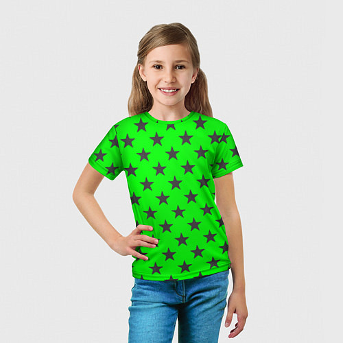 Детская футболка Звездный фон зеленый / 3D-принт – фото 5