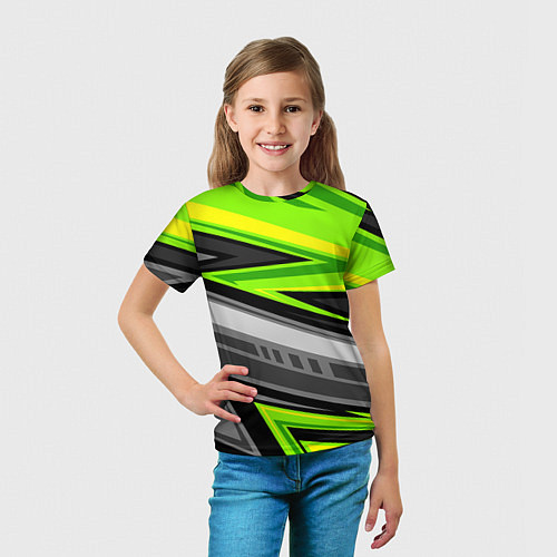 Детская футболка Зеленые линии / 3D-принт – фото 5