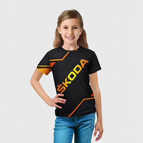 Детская футболка Skoda Gold Шкода / 3D-принт – фото 5
