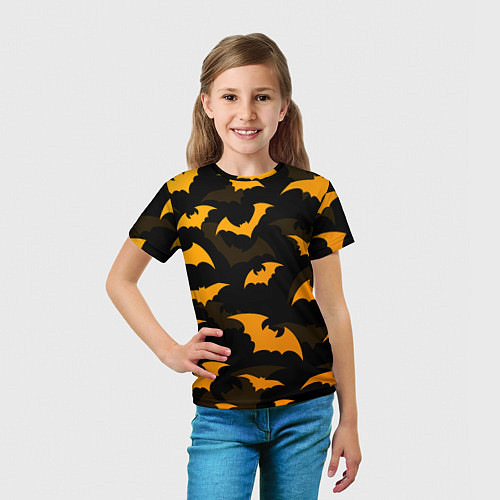 Детская футболка ЛЕТУЧИЕ МЫШИ НОЧЬ ХЕЛЛОУИН HALLOWEEN NIGHT BATS / 3D-принт – фото 5