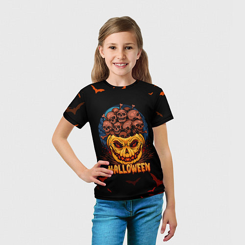 Детская футболка Тыква с черепами / 3D-принт – фото 5