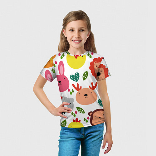 Детская футболка Головы милых животных / 3D-принт – фото 5