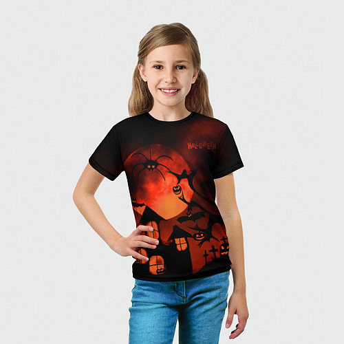 Детская футболка Красная луна на Хэллоуин / 3D-принт – фото 5
