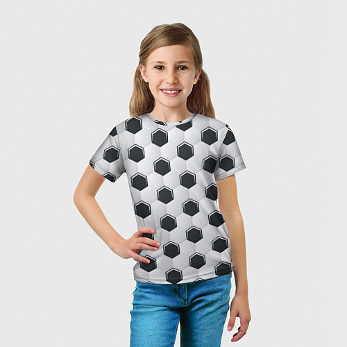 Детская футболка Текстура футбольного мяча / 3D-принт – фото 5