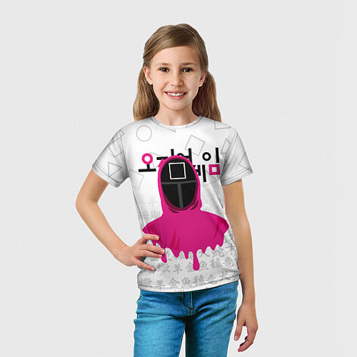Детская футболка Игра в кальмара: Страж квадрат / 3D-принт – фото 5