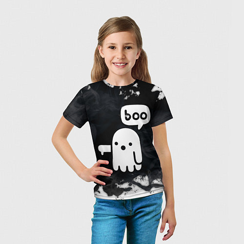 Детская футболка ХЕЛЛУОИН ПРИВЕДЕНИЕ БУ! HALLOWEEN GHOST BOO! / 3D-принт – фото 5