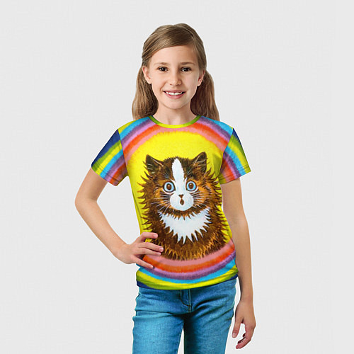 Детская футболка Радужный кот Луиса Уэйна / 3D-принт – фото 5