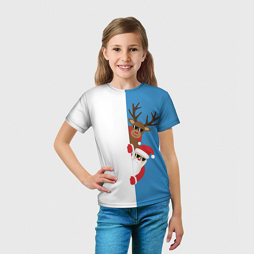Детская футболка Крутые Санта и Олень / 3D-принт – фото 5