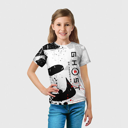 Детская футболка GHOST OF TSUSHIMA ПРИЗРАК ЦУСИМЫ БЕЛЫЙ / 3D-принт – фото 5