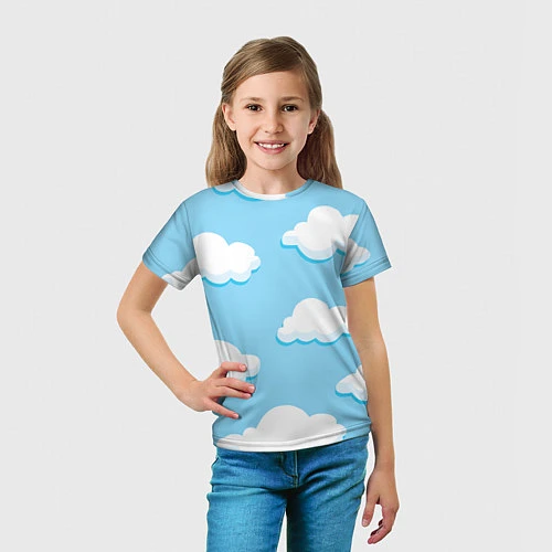 Детская футболка Белые облака / 3D-принт – фото 5