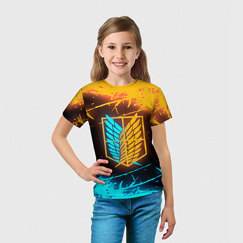 Детская футболка Атака Титанов: Подсветка Неона / 3D-принт – фото 5