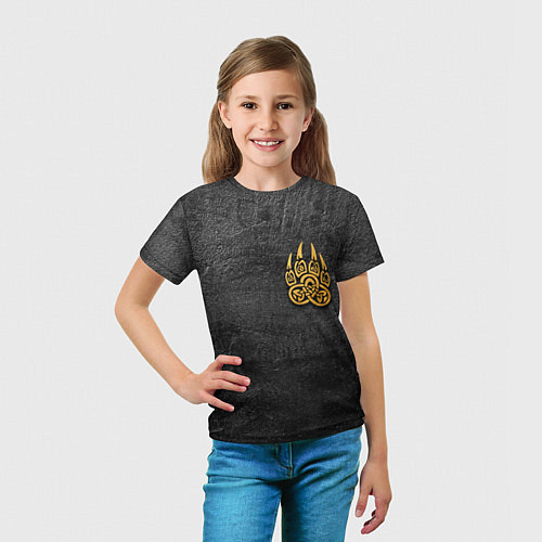 Детская футболка Волчий отпечаток золотом Символ Велеса / 3D-принт – фото 5