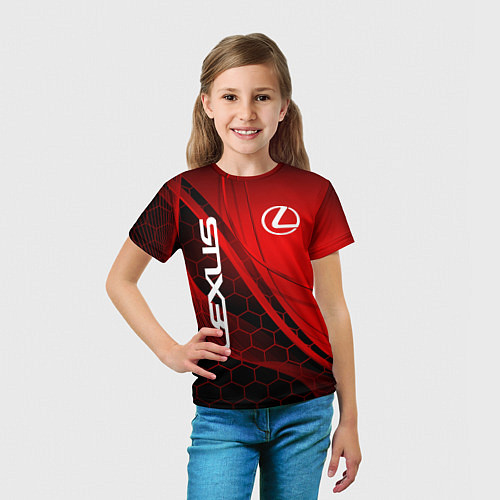 Детская футболка LEXUS RED GEOMETRY ЛЕКСУС / 3D-принт – фото 5