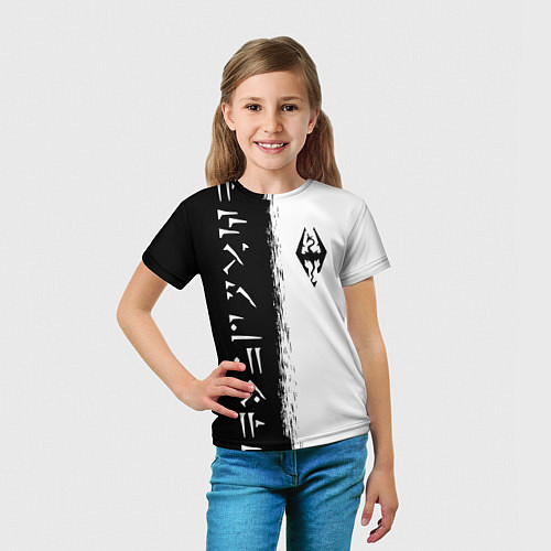 Детская футболка THE ELDER SCROLLS SKYRIM FUS RO DAH ЧЁРНО БЕЛЫЙ / 3D-принт – фото 5