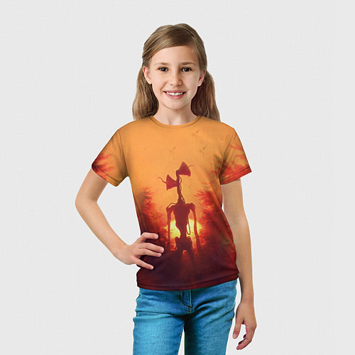 Детская футболка СИРЕНОГОЛОВЫЙ НА ЗАКАТЕ / 3D-принт – фото 5
