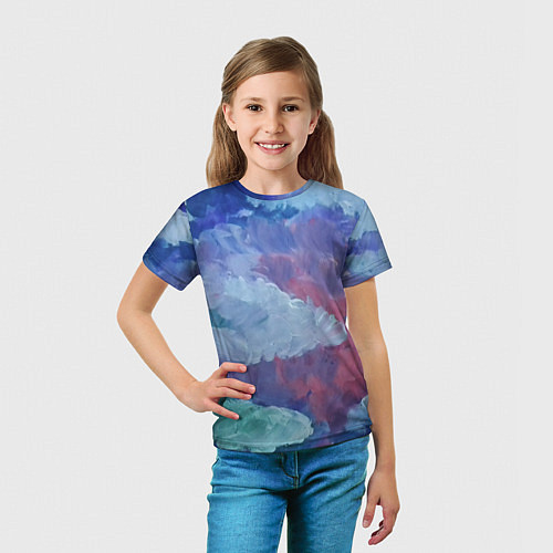Детская футболка Гуашевые облака / 3D-принт – фото 5