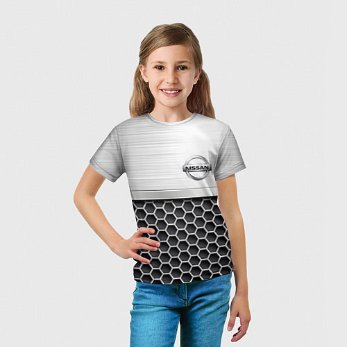 Детская футболка Nissan Стальная решетка / 3D-принт – фото 5