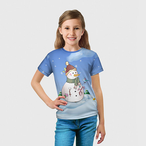 Детская футболка Веселый Снеговичок / 3D-принт – фото 5