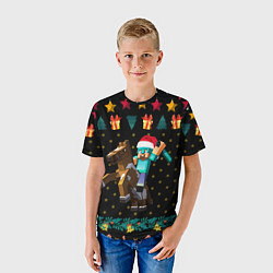 Футболка детская Новогодний Майнкрафт, Minecraft, цвет: 3D-принт — фото 2