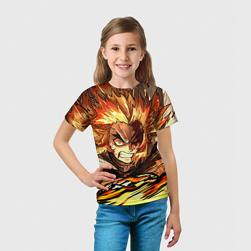 Детская футболка Убийца демонов - Ренгоку Кёджуро / 3D-принт – фото 5