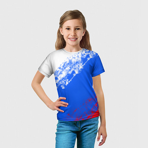 Детская футболка Флаг РФ триколор / 3D-принт – фото 5
