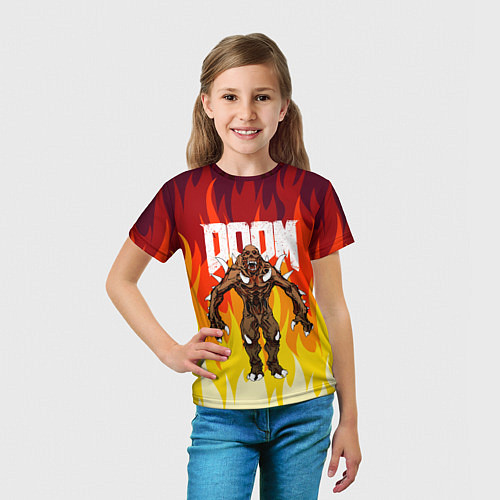 Детская футболка DOOM IMP FIRE AND MONSTER / 3D-принт – фото 5