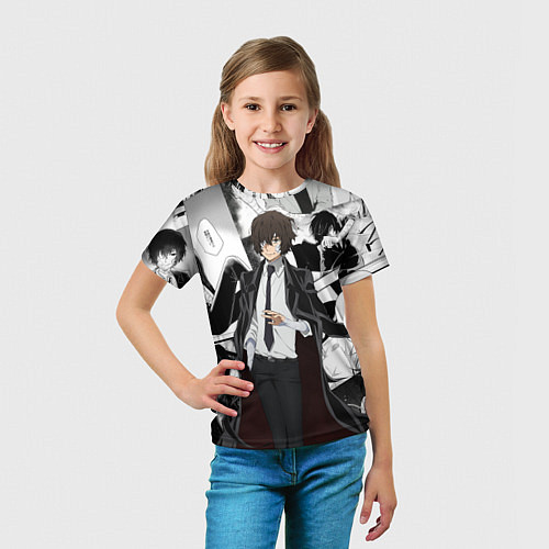 Детская футболка Дазай Осаму на фоне манги / 3D-принт – фото 5
