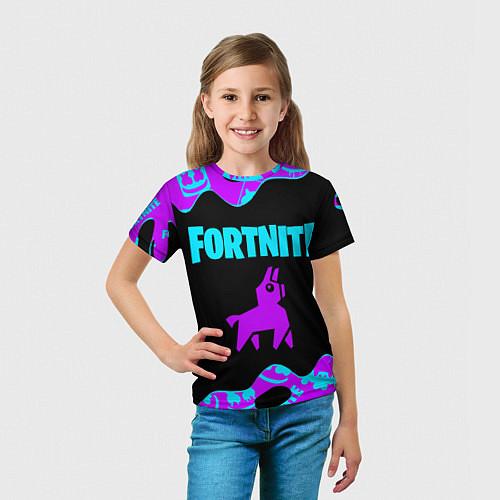 Детская футболка FORTNITE MARSHMELLO NEON НЕОН / 3D-принт – фото 5