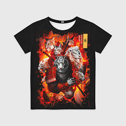 Футболка детская Водяной Тигр 2022 и крупные кошки лев, рысь, цвет: 3D-принт