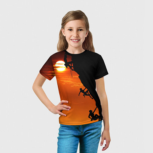 Детская футболка СКАЛОЛАЗЫ В ЗАКАТЕ / 3D-принт – фото 5