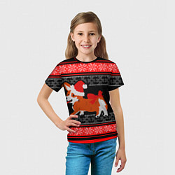 Футболка детская Новогодний корги Новый Год, цвет: 3D-принт — фото 2