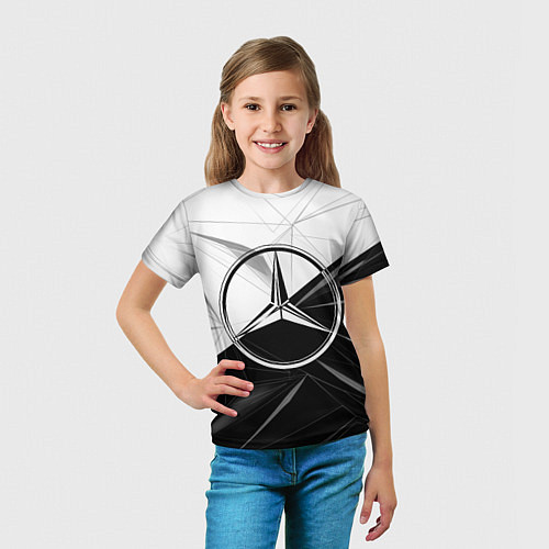 Детская футболка MERCEDES-BENZ МЕРСЕДЕС-БЕНЗ BLACK AND WHITE / 3D-принт – фото 5